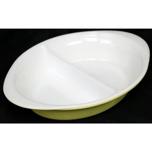 VTG 1950s Yellow Glasbake Divided Dish - Serving Entertaining Pot Luck - Picture 1 of 7